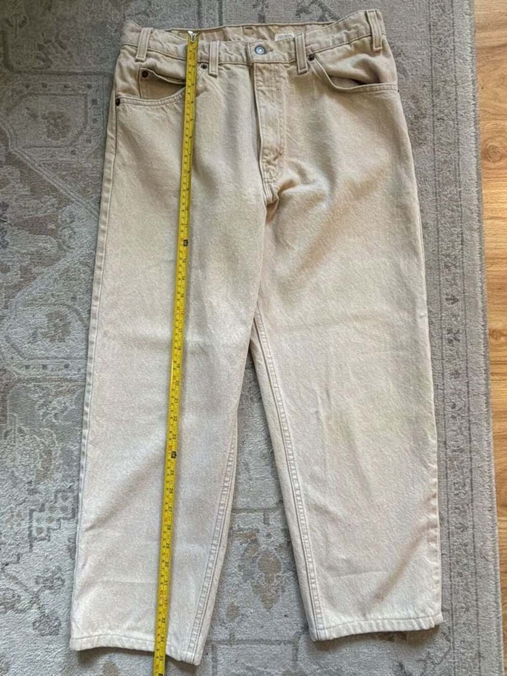 Vintage Levi's 550 Relaxed Fit Tapered Leg Khaki Tan Jeans W32 L32 Made in USA